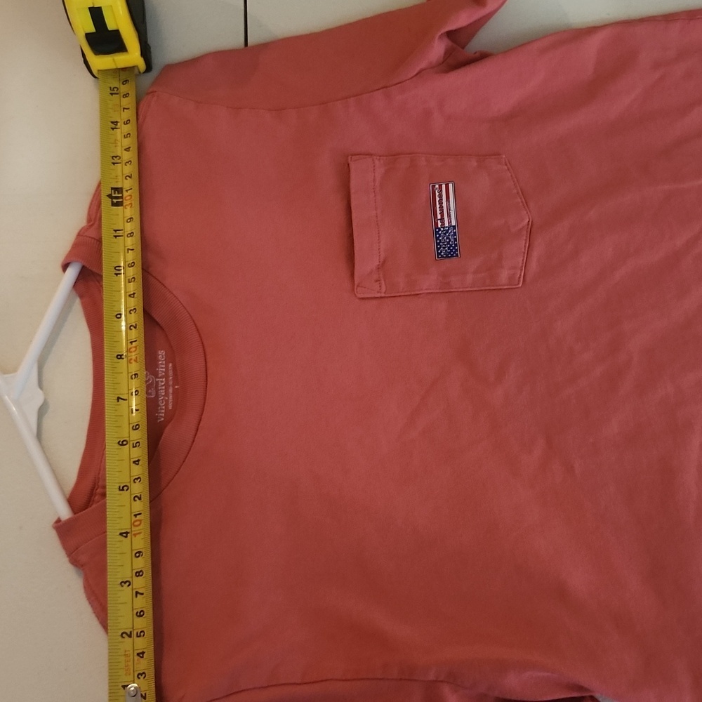 Vinyard Vines Patriotic Shirt Boys Coral T-Shirt Pocket size L Martha's vinyard - Picture 6 of 6